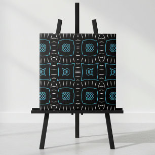 Carreau Blanc noir et Turquoise Motif géométrique moderne