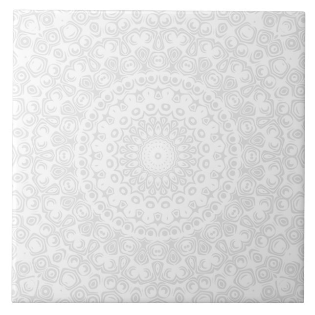 Carreau Blanc sur blanc minimal Motif Mandala (Devant)