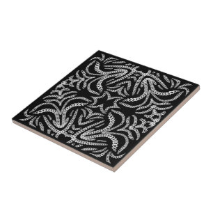 Carreau Blanc Sur Chaîne Noire Lié Répétition Motif Art