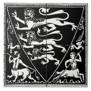 Carreau Blason aux Lions & Centaures Antique Vintage