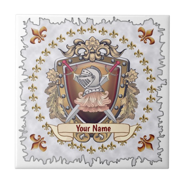 Carreau Blason de Chevalier Nom de Famille (Devant)