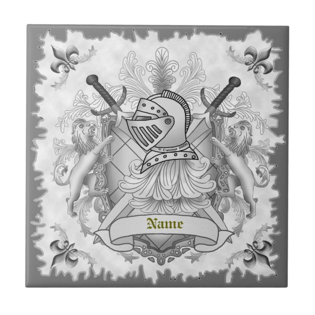 Carreau Blason de famille Gray Knight tuile de nom de fami (Devant)