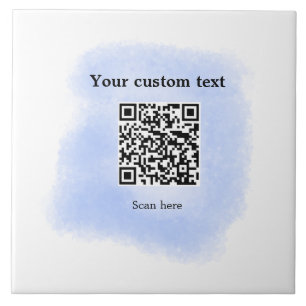 Carreau bleu aquarelle QR code scan ajouter texte personna