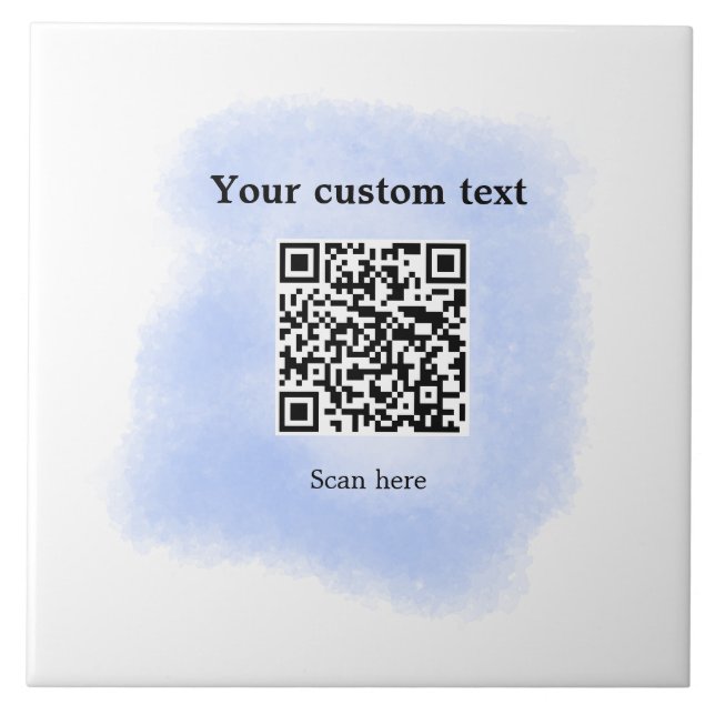 Carreau bleu aquarelle QR code scan ajouter texte personna (Devant)