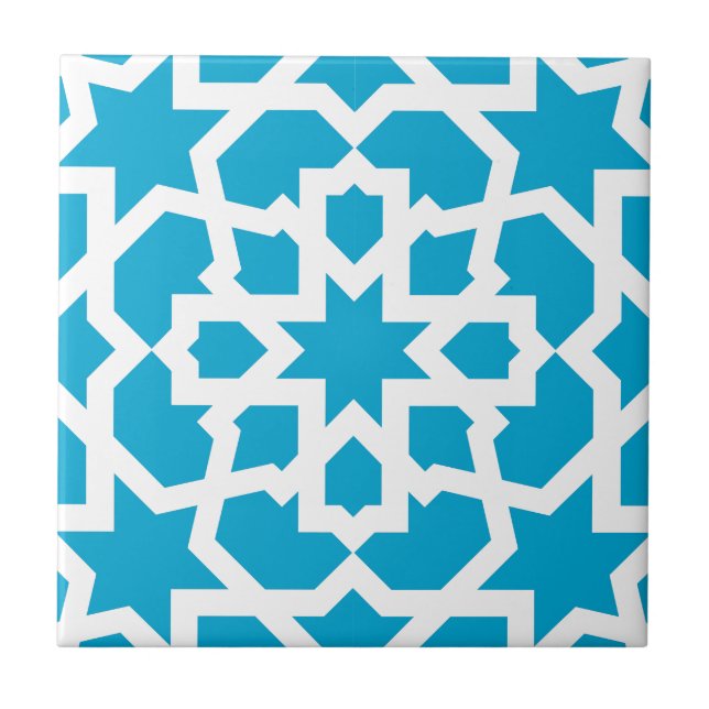 Carreau bleu arabesque marocaine et mosaïque (Devant)