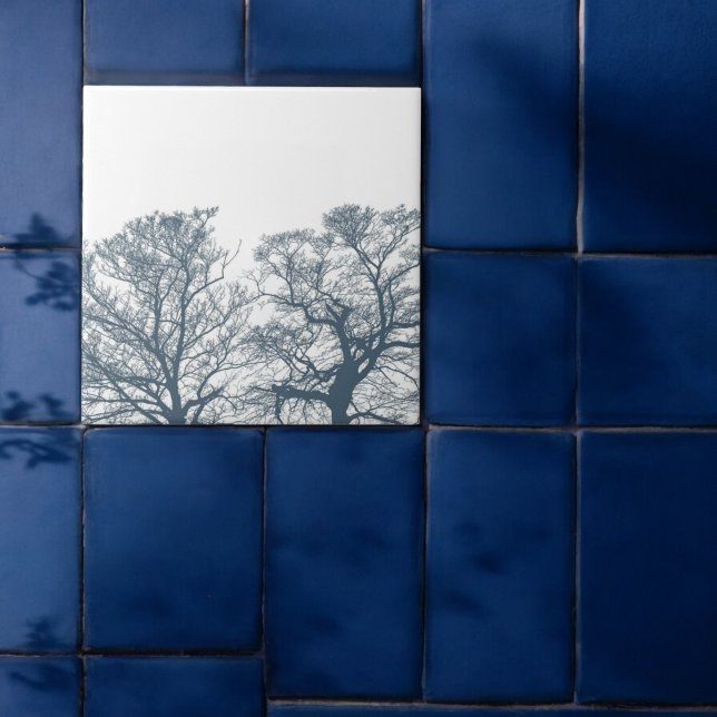 Carreau Bleu Arbres du fond Boho tropical (Créateur téléchargé)