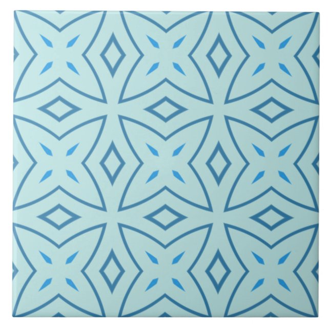 Carreau Bleu ardoise et Motif géométrique Icy Aqua (Devant)