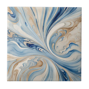 Carreau Bleu Beige Vagues 2 Carrelage en céramique