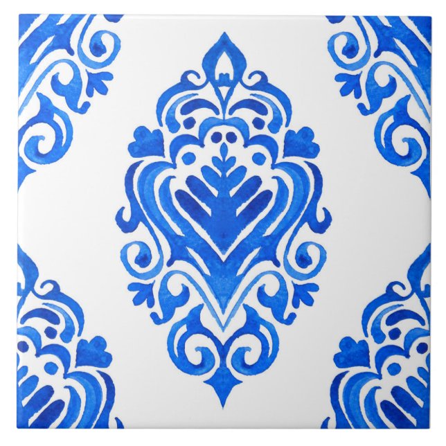 Carreau Bleu blanc azulejos art espagnol carrelage méditer (Devant)