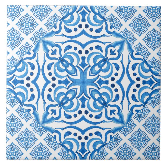 Carreau Bleu blanc azulejos Espagnol carrelage delft motif (Devant)