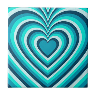 Carreau Bleu Blanc Hypnotique Motif d'amour du coeur