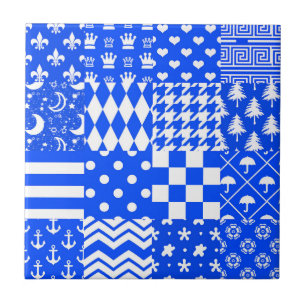Carreau Bleu Blanc Mixte Motif Conception