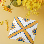 Carreau Bleu blanc Orange Portugais Méditerranée<br><div class="desc">Carrelage décoratif de style méditerranéen aux formes géométriques symétriques en blanc,  bleu et orange.</div>