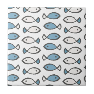 Carreau Bleu blanc Poisson Océan Louvain Animaux de mer ét