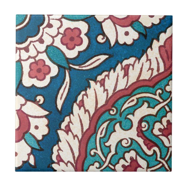 Carreau Bleu blanc rouge Turquoise Oriental Azulejo Motif (Devant)