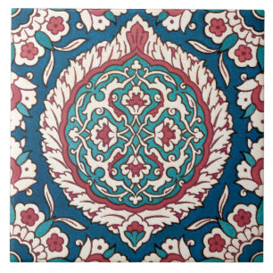 Carreau Bleu blanc rouge Turquoise Oriental Azulejo Motif
