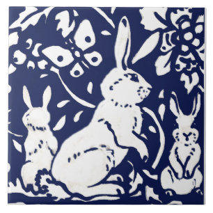 Carreau Bleu bleu Bébé lapin Bois Animal Trivet