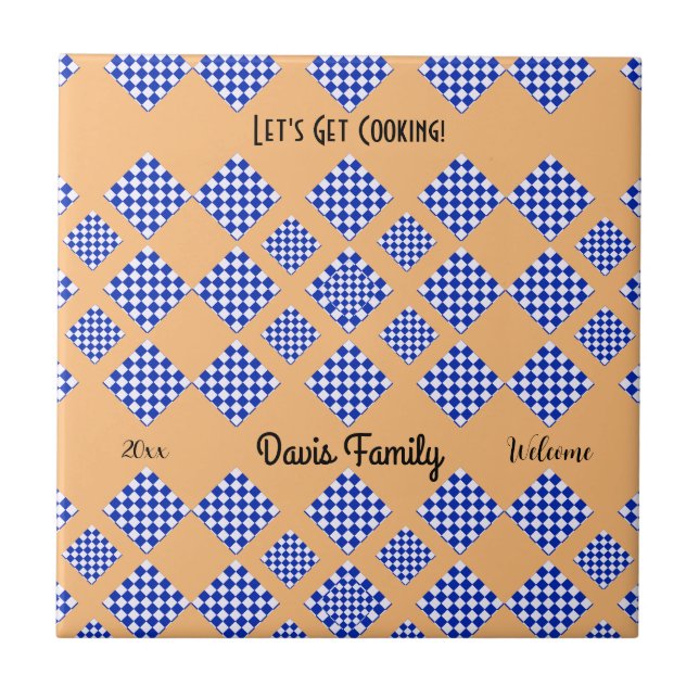 Carreau Bleu Bleu Blanc Diamant Motif (Devant)
