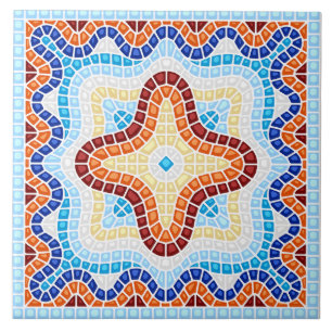 Carreau Bleu Bleu Méditerranéen Carrelage Rouge Motif