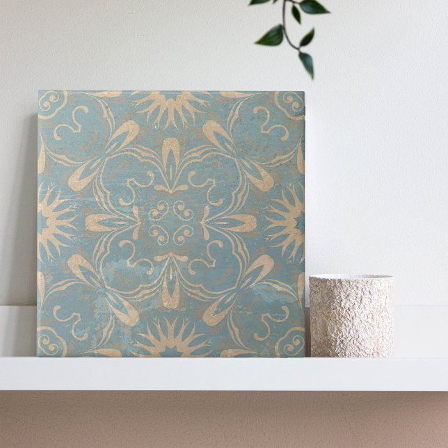 Carreau Bleu clair et crème Mosaïque Aspect pierre en détr (Créateur téléchargé)