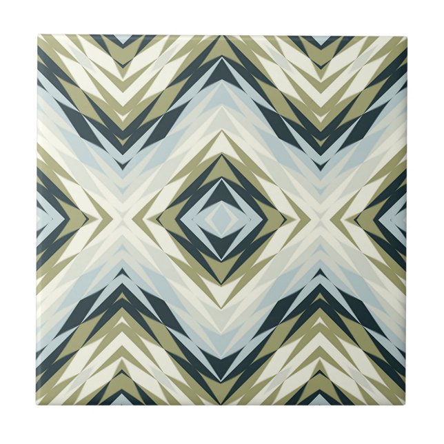 Carreau Bleu clair Turquoise Olive Vert Blanc Ethnic Tribe (Devant)