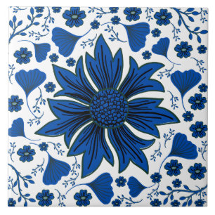 Carreau Bleu cobalt classique et blanc William Morris