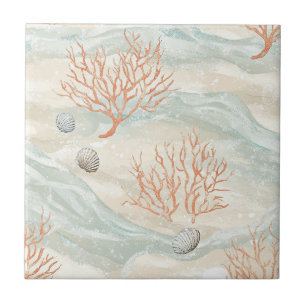 Carreau Bleu corallien méditerranéen Orange Beige sablonne