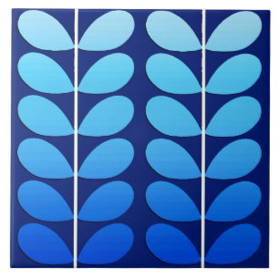 Carreau Bleu danois de feuille, de marine et de cobalt de