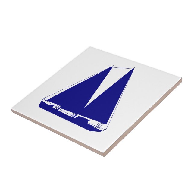 Carreau Bleu de la marine sur voile blanc de déco côtière (Côté)