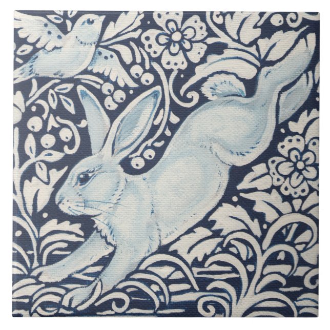 Carreau Bleu de lapin, Bleu de la marine des oiseaux Trive (Devant)