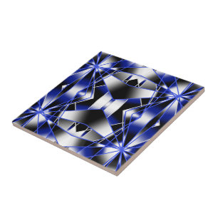 Carreau Bleu Dégradé Rempli Mécanique Dessin Mosaïque