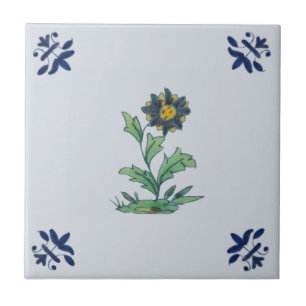 Carreau Bleu Delft Multi Floral Repro Peint main