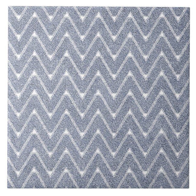 Carreau Bleu Denim Poussiéreux à Motif Chevron (Devant)