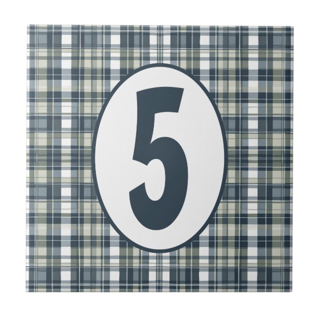 Carreau Bleu Denim, Vert Sauge et Blanc Personnalisable (Devant)