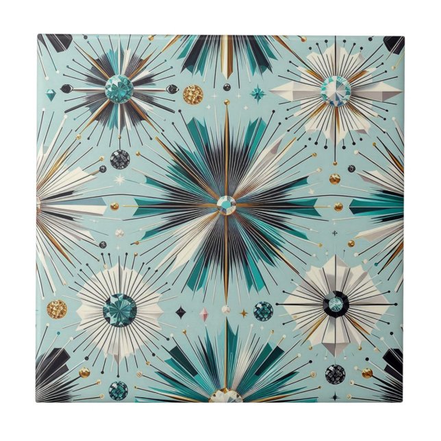Carreau Bleu Diamant Mid Century Moderne  (Devant)