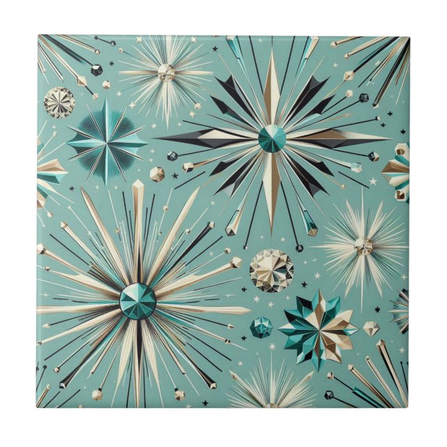 Carreau Bleu Diamant Mid Century Moderne  (Devant)