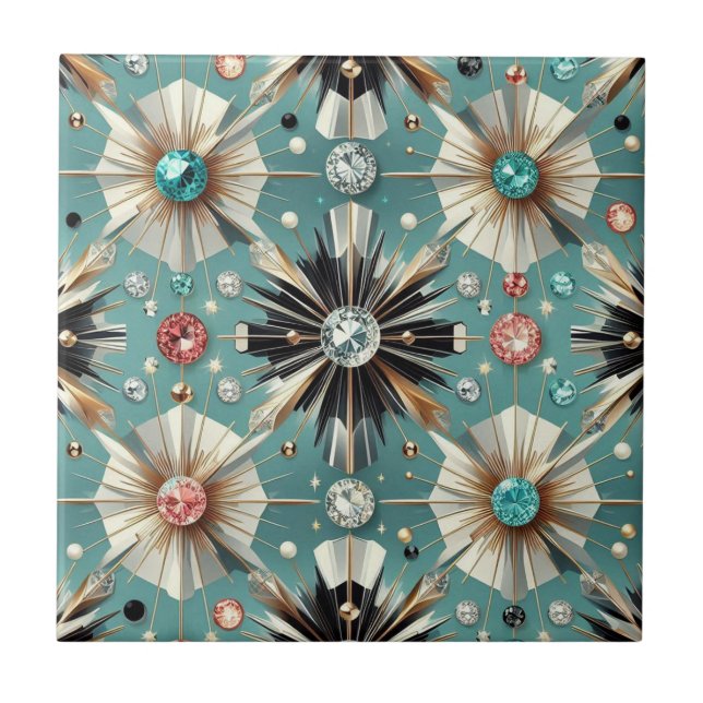 Carreau Bleu Diamant Mid Century Moderne  (Devant)
