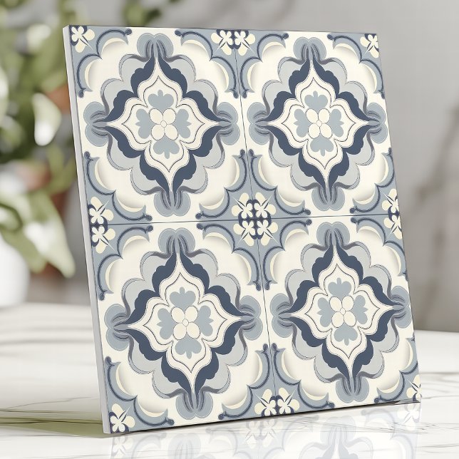 Carreau Bleu doux et floral marocain blanc (Créateur téléchargé)