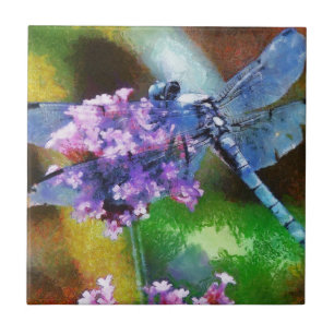 Carreau Bleu dragonfly sur Garlic Dot Art sauvage