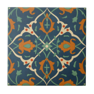 Carreau Bleu en céramique ornemental d'art du cru 1884