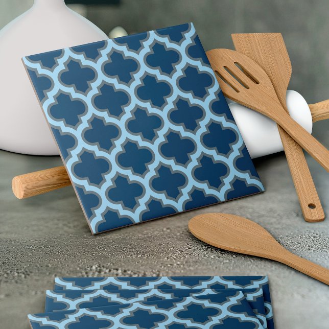 Carreau Bleu et Bébé Bleu Trellis, treillis, Quatrefoil (Créateur téléchargé)