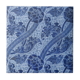 Carreau Bleu et blanc floral de style William Morris