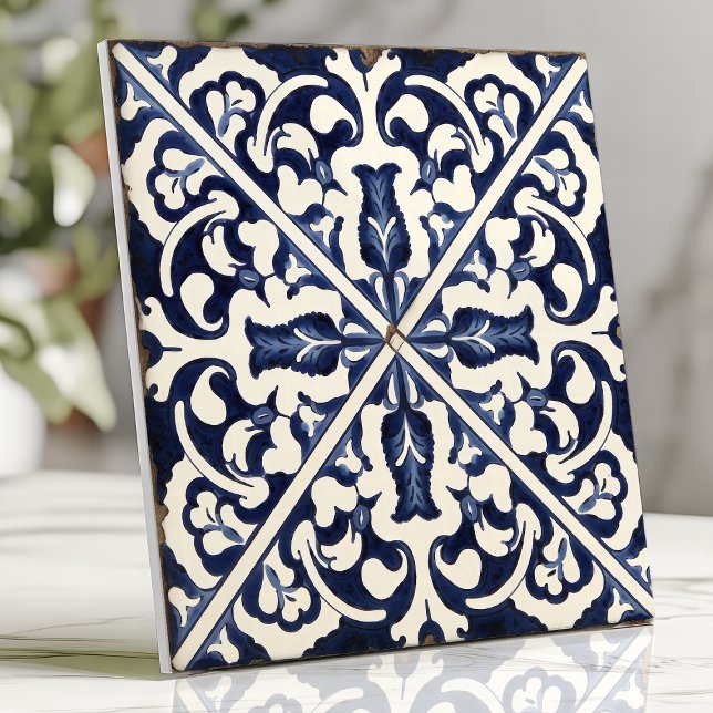Carreau Bleu et blanc rustique majolique sicilien (Créateur téléchargé)