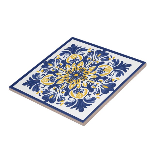 Carreau 💛 💙 bleu et jaune, Azulejos (Côté)