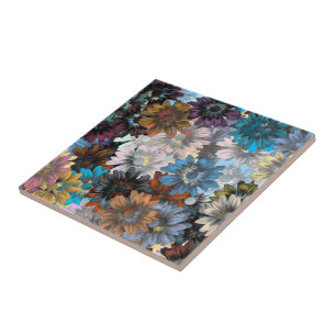 Carreau Bleu et marron floral