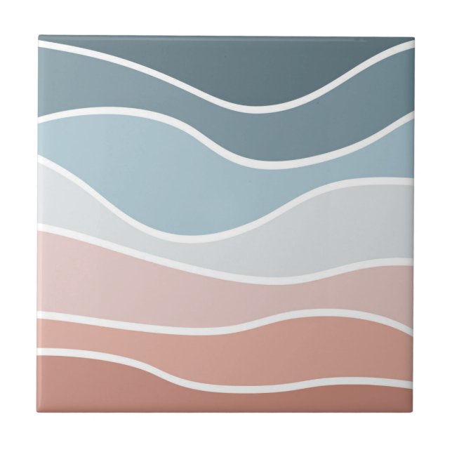 Carreau Bleu et rose style rétro vagues design (Devant)