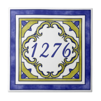 Carreau Bleu et vert de moutarde petit numéro de maison
