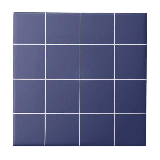 Carreau Bleu foncé Géométrique Moderne Grille Simple Rétro (Devant)