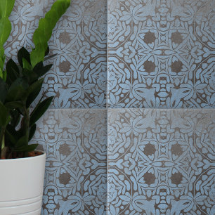 Carreau Bleu gris muet Floral et Motifs géométriques