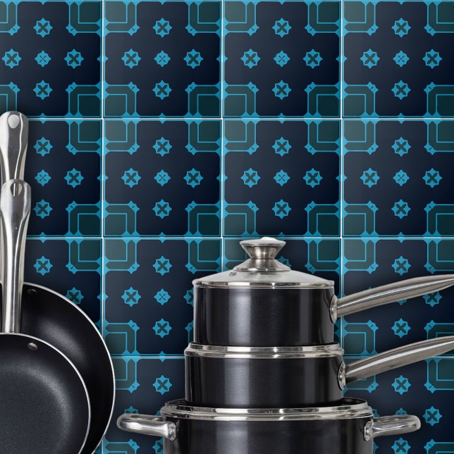 Carreau Bleu & Indigo Motif en Mosaïque de style ornementa (Créateur téléchargé)